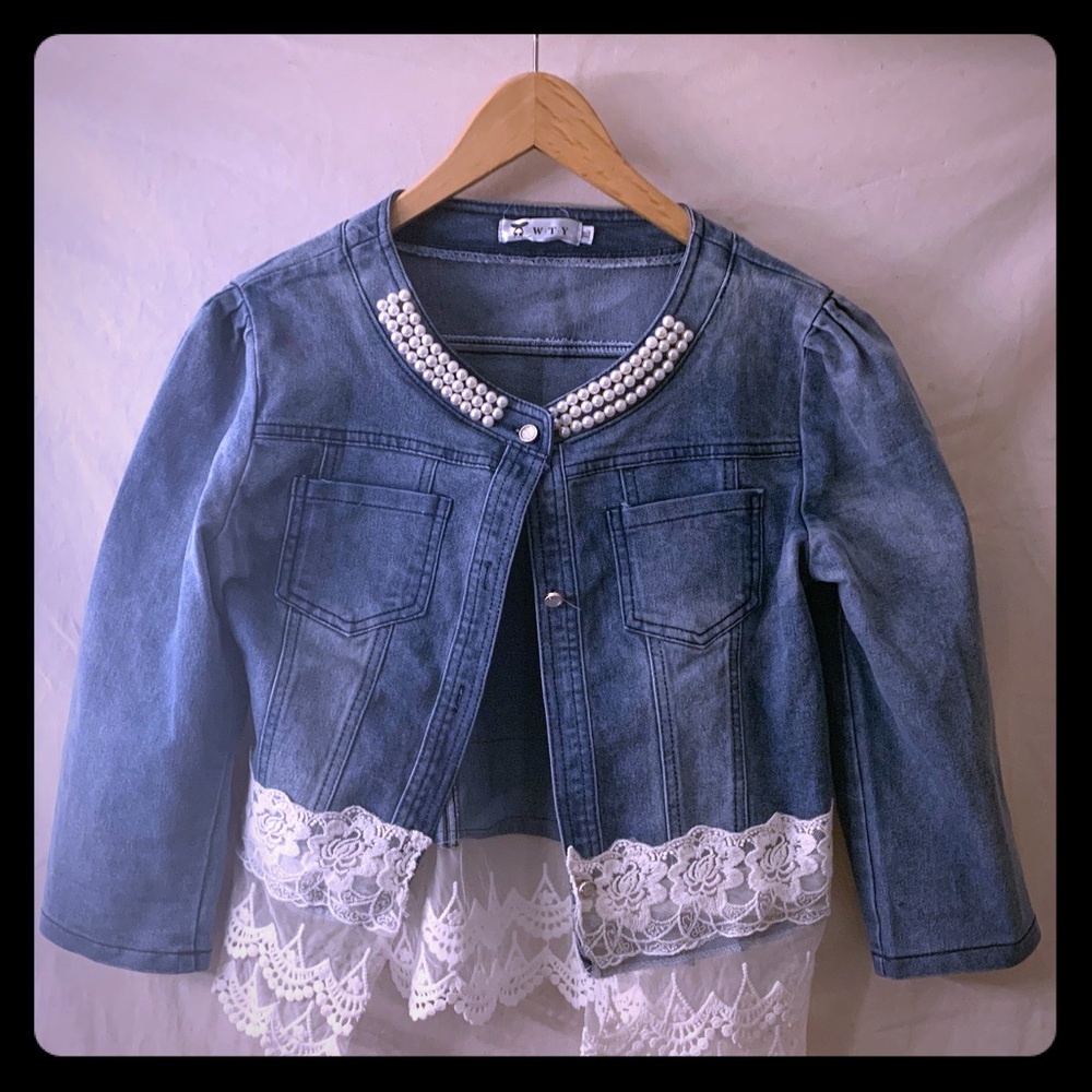 W.T.Y. Jean Jacket with Lace Trim